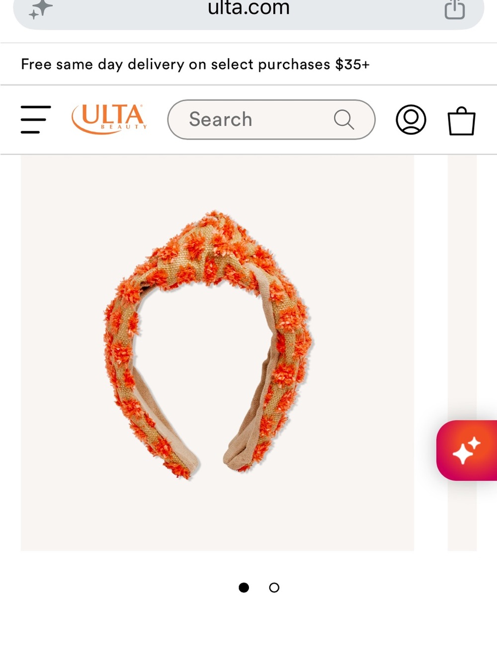 NWT Orange Pom-Pom Top Knot Headband